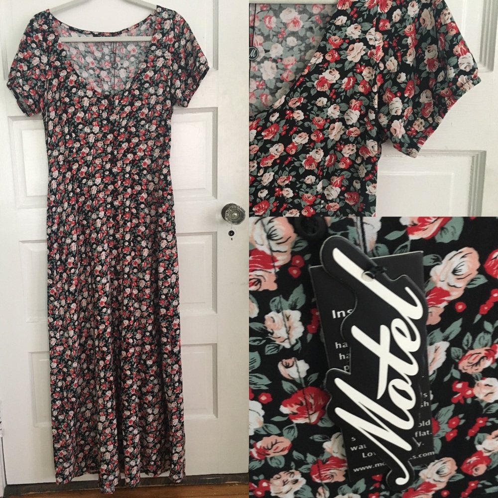 🌹maxi floral high waist button down dress🌹